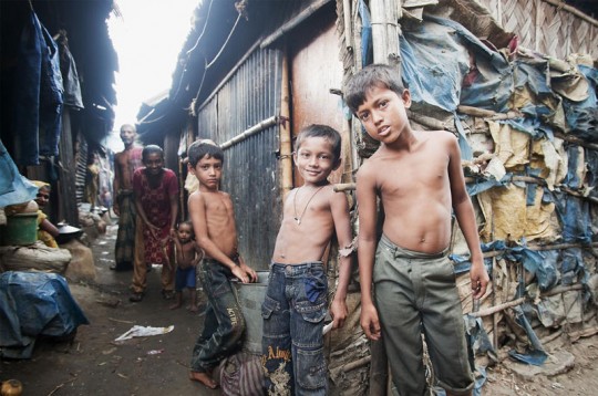 Children in Kallayanpur slum, one of the urban slums in Dhaka.