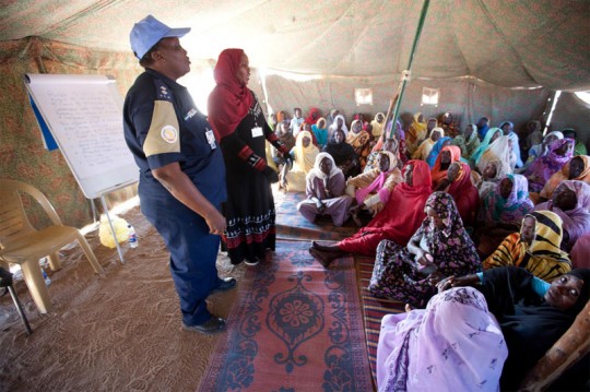 Women from Um Dersay IDP Camp (Shangil Tubaya, North Darfur) participate in a gender awareness training