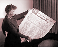 Eleanor Roosvelt an important role in negotiating the Universal Declaration of Human Rights. Photo Credit UN. 
