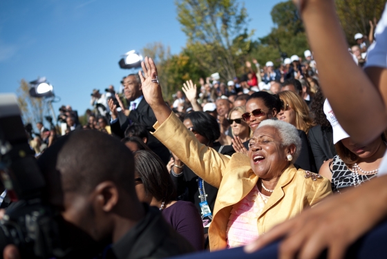 Guests listen as President Barack Obama delivers remarks during the dedication ceremony of the Martin Luther King Jr. National Memorial, in Washington, D.C., Sunday, Oct. 16, 2011. (Official White House Photo by David Lienemann)